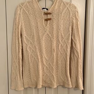 J. Crew classic all cotton cable knit hooded beach sweater S